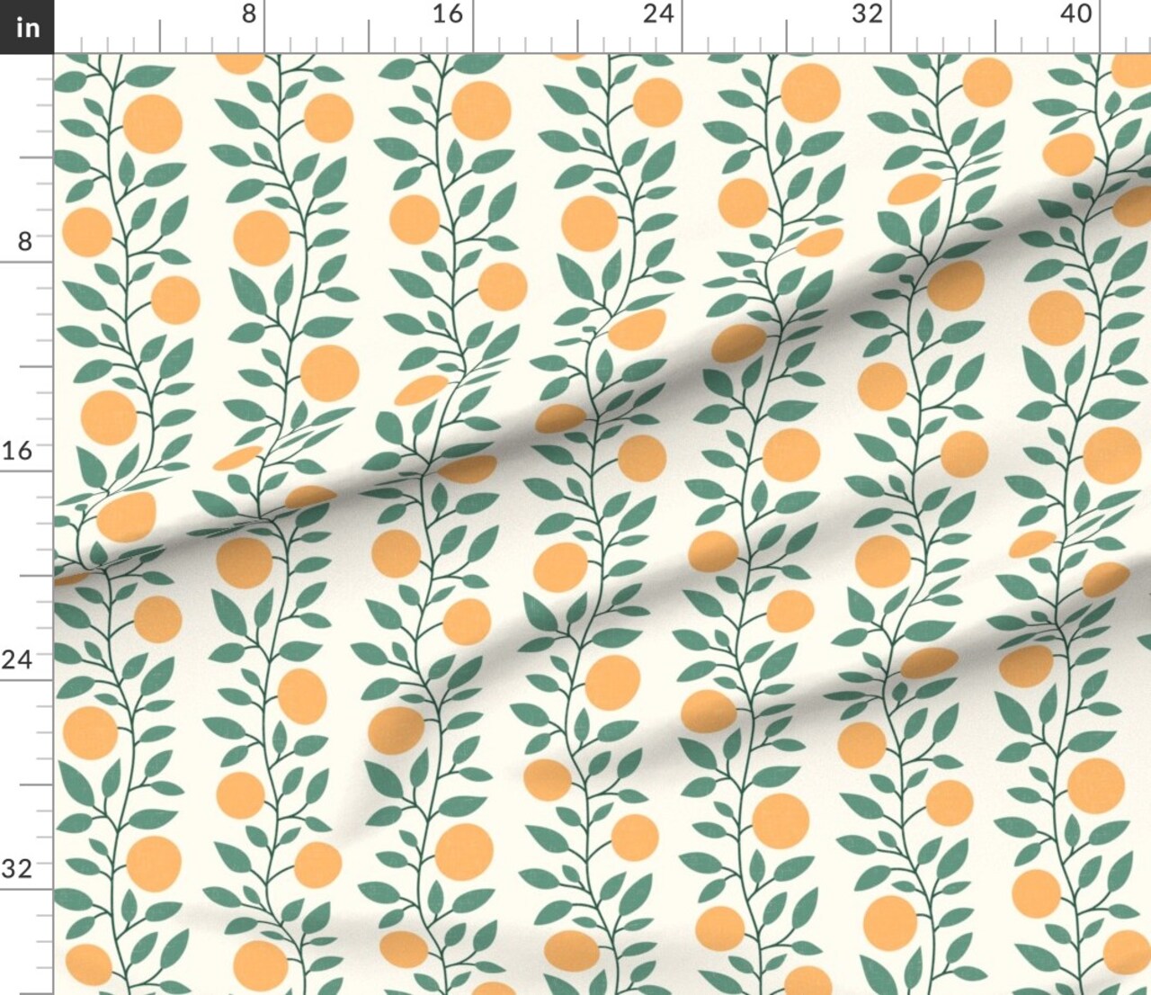 Various Fabrics by the Yard or Fat Quarter Oranges Vines Vertical Stripes Climbing Fuit Kitchen Custom Printed Fabric by Spoonflower